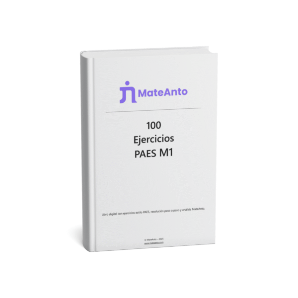 Libro digital “100 Ejercicios PAES M1” de MateAnto en formato PDF.