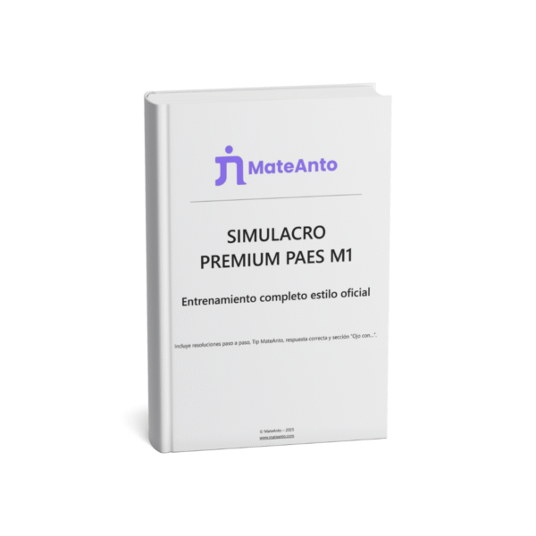 Portada del “Simulacro Premium PAES M1 + Kit MateAnto” en formato digital.