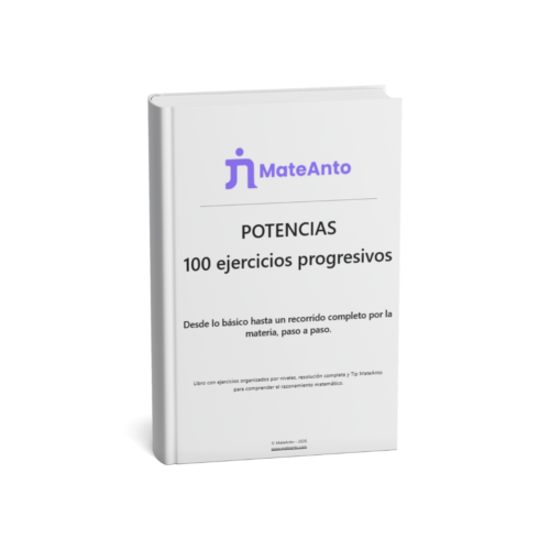 Libro Potencias – Aprender desde cero Mockup del libro Potencias Aprender desde cero de MateAnto con 100 ejercicios progresivos