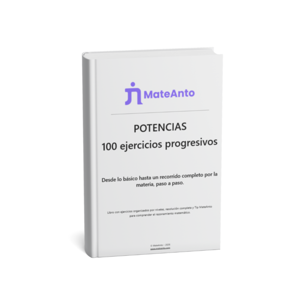 Libro Potencias – Aprender desde cero Mockup del libro Potencias Aprender desde cero de MateAnto con 100 ejercicios progresivos