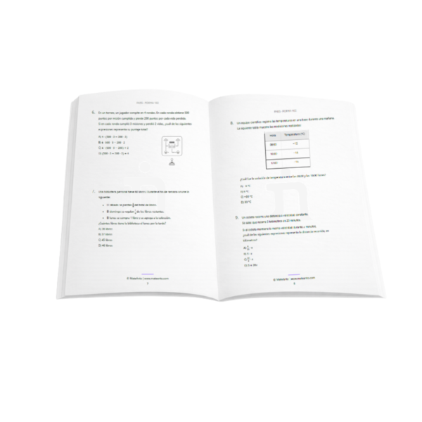 Páginas interiores del Ensayo Premium PAES Matemática 1 Forma 102