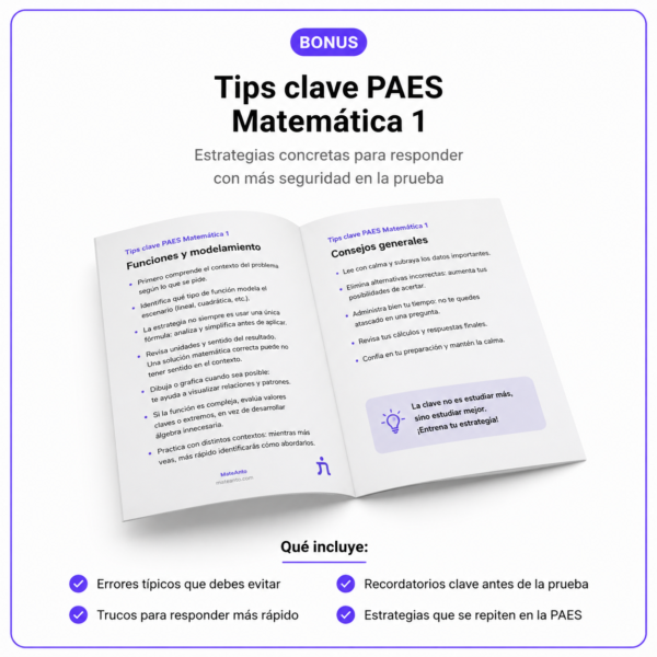 Tips clave PAES Matemática 1 MateAnto con estrategias, errores comunes y técnicas para responder mejor la prueba