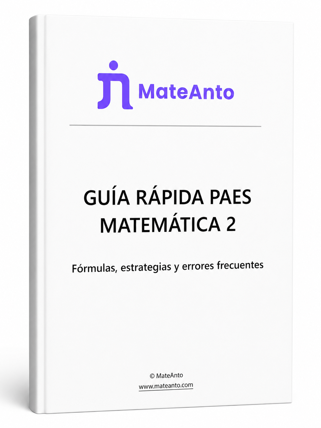 Portada promocional del Libro 100 Ejercicios PAES M2 de MateAnto, con resolución paso a paso, temario actualizado y contenidos de logaritmos, trigonometría, homotecia, geometría analítica, vectores, probabilidad y distribución normal.