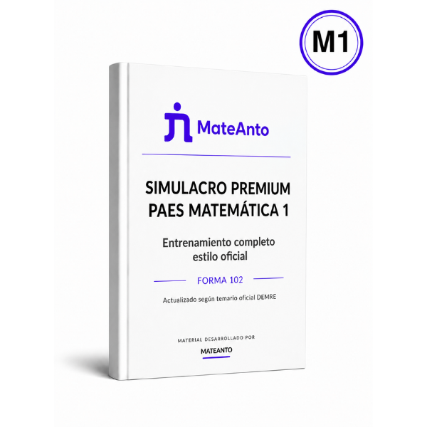 Mockup del Simulacro Premium PAES Matemática 2 (M2) Forma 201 de MateAnto